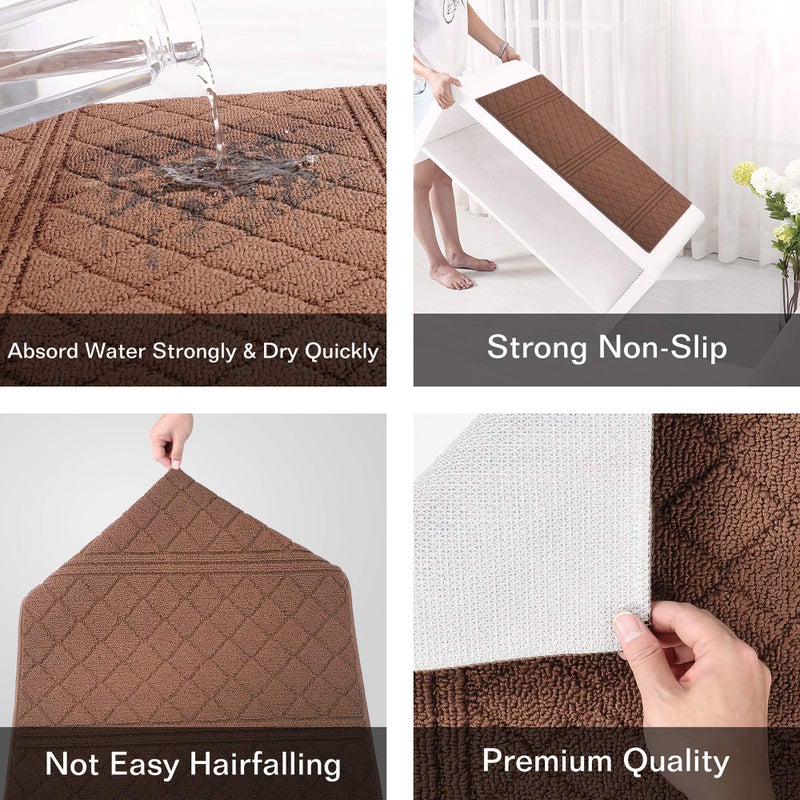 REFETONE Indoor Doormat, Front Back Door Mat 24"x36" Rubber Backing Non Slip Mats, Absorbent Resist Dirt Entrance Rugs for Entryway, Washable Low-Profile Inside Floor Mat for Muddy Shoes, Chocolate - Image 3